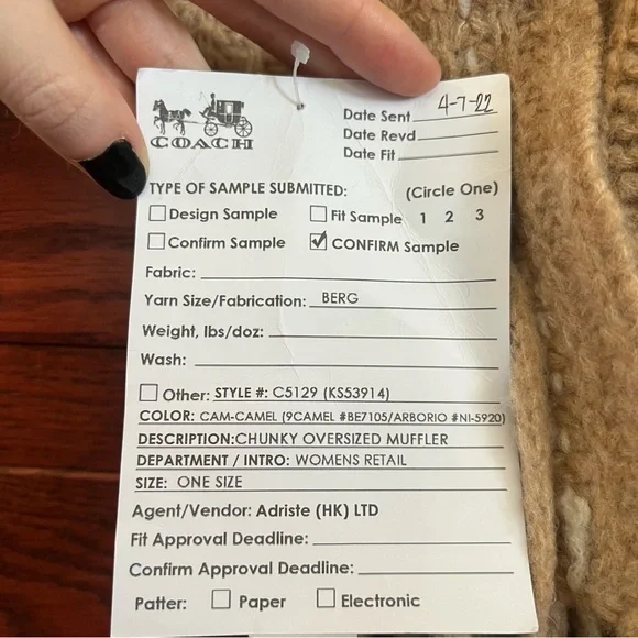 NWT Coach Merino Wool Alpaca Cashmere Chunky Oversized Camel Muffler C5129 - Picture 7 of 9